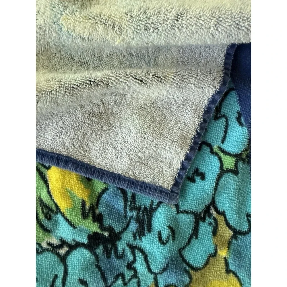 Vtg 80s Banana Club Tropical Beach Towel Parrots Flowers Brazil Velvet Velour